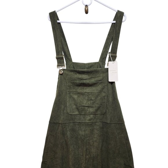 Green Corduroy Overalls Womens Size 2XL With Pockets & Adjustable Straps - Picture 5 of 6